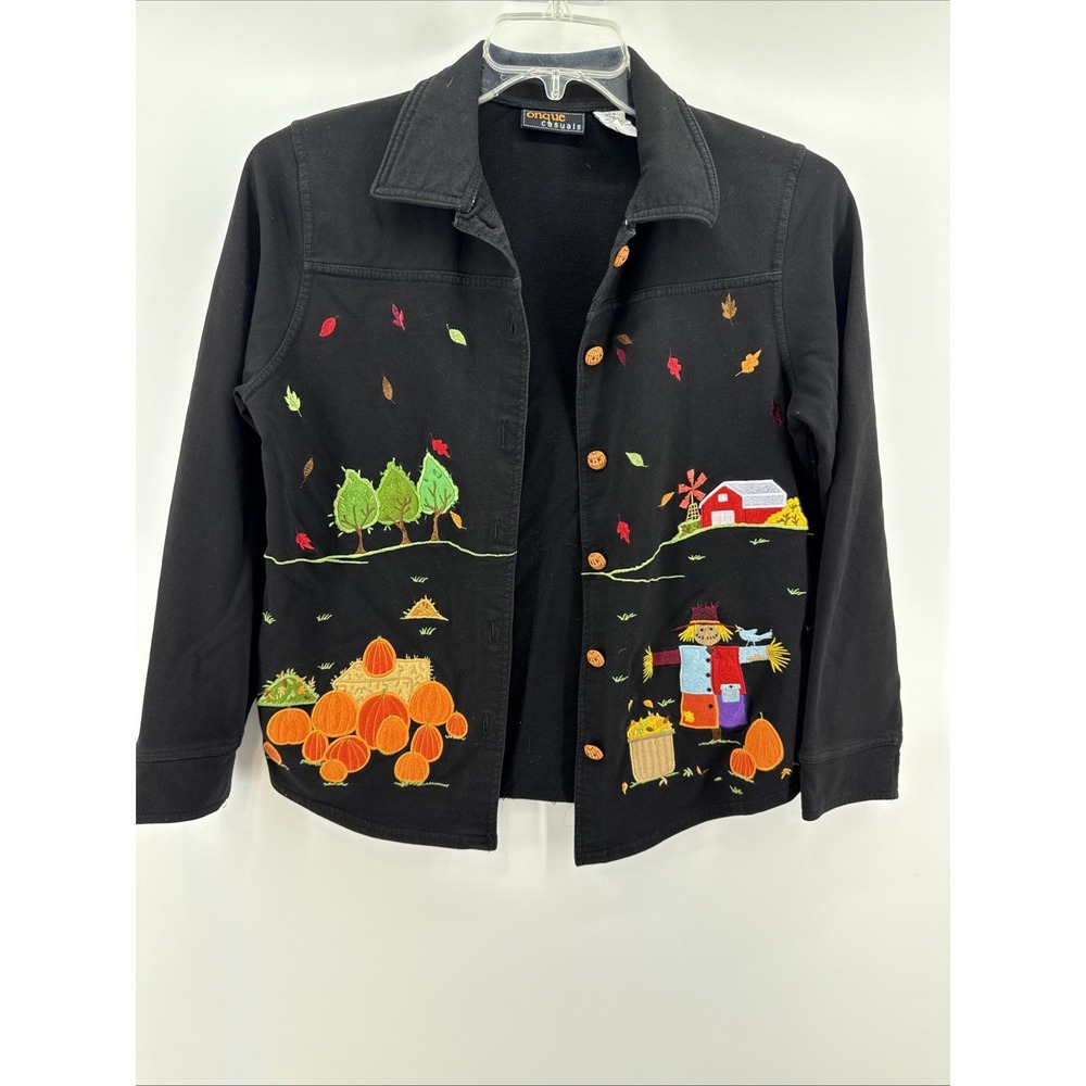 Onque Casuals Adult Small Fall Embroidered Button Down Jacket Women's